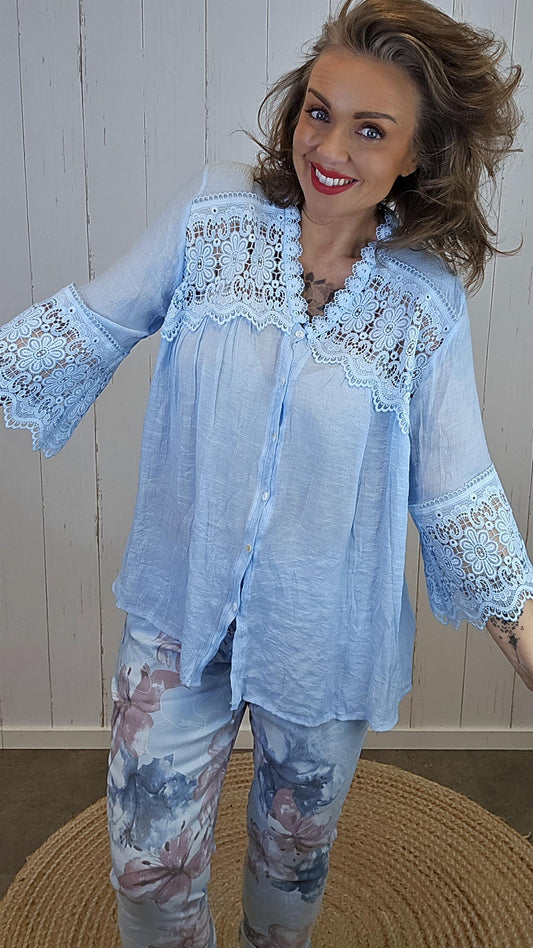 Ronja skjortebluse blå