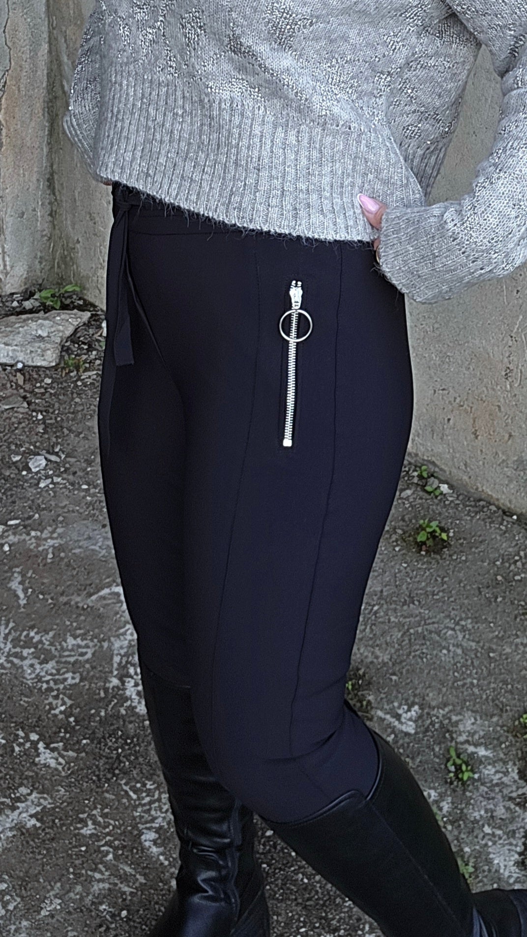 Anna skinny fit pant technical jersey black
