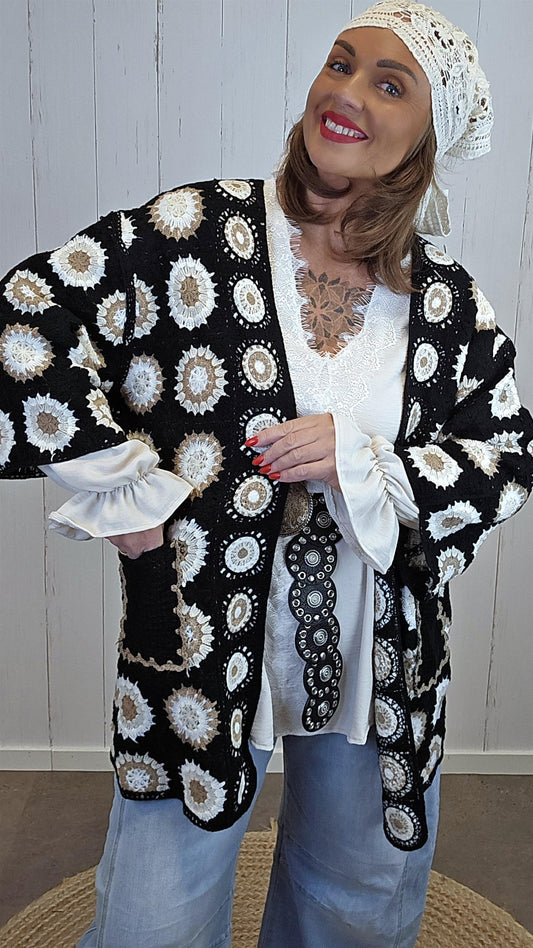 Cassandra crochet jakke svart