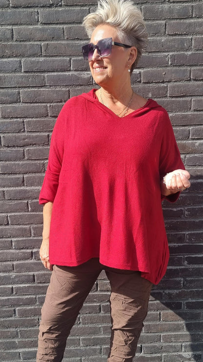 Alma hettegenser burgunder rød