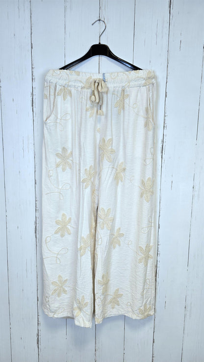 Selma blomsterbukse beige