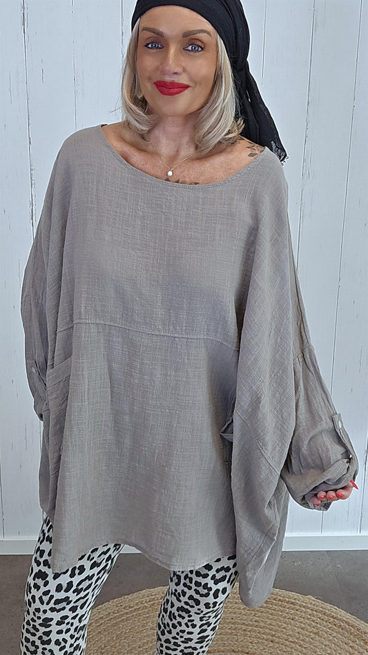 Melissa baggy topp taupe
