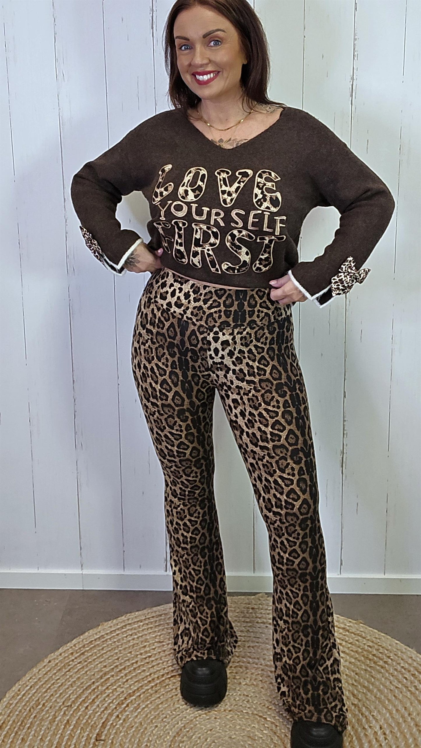 Selma leggings leopardmønstret flare