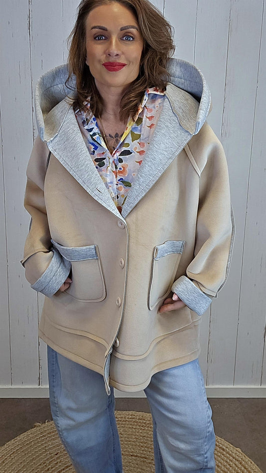 Ingrid hettejakke beige