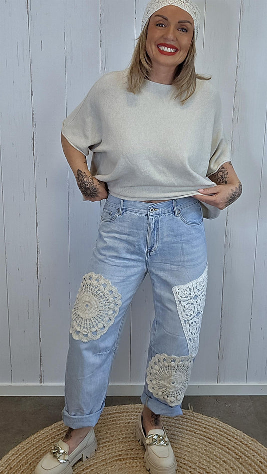 Cally jeans med blonde pathes
