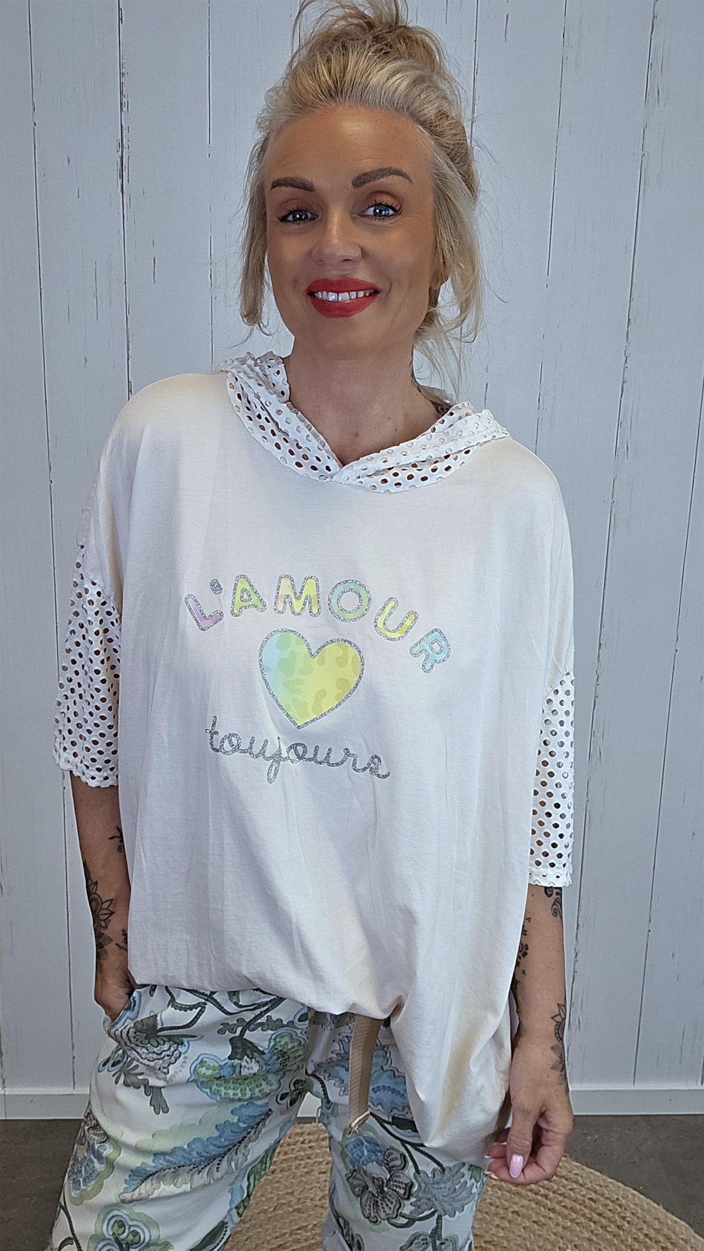 Amour Topp med Hette beige
