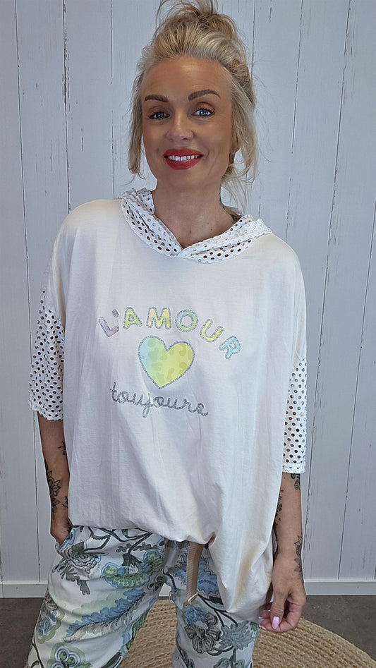 Amour Topp med Hette beige