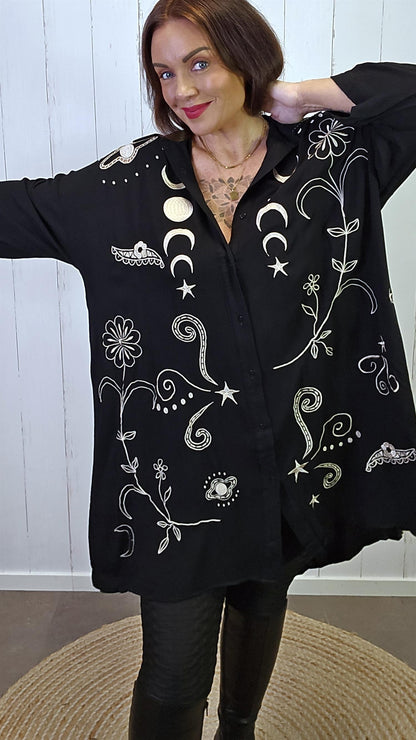 Sofia brodert skjorte sort