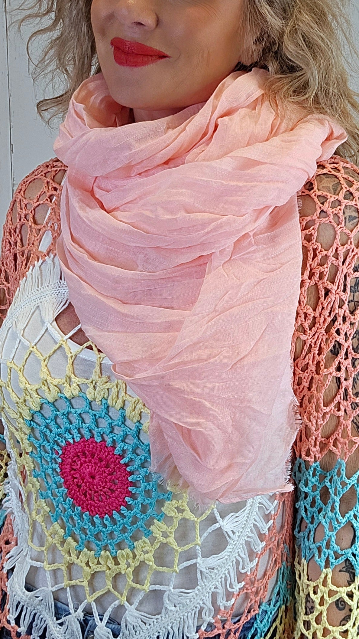 Crinkle skjerf peach