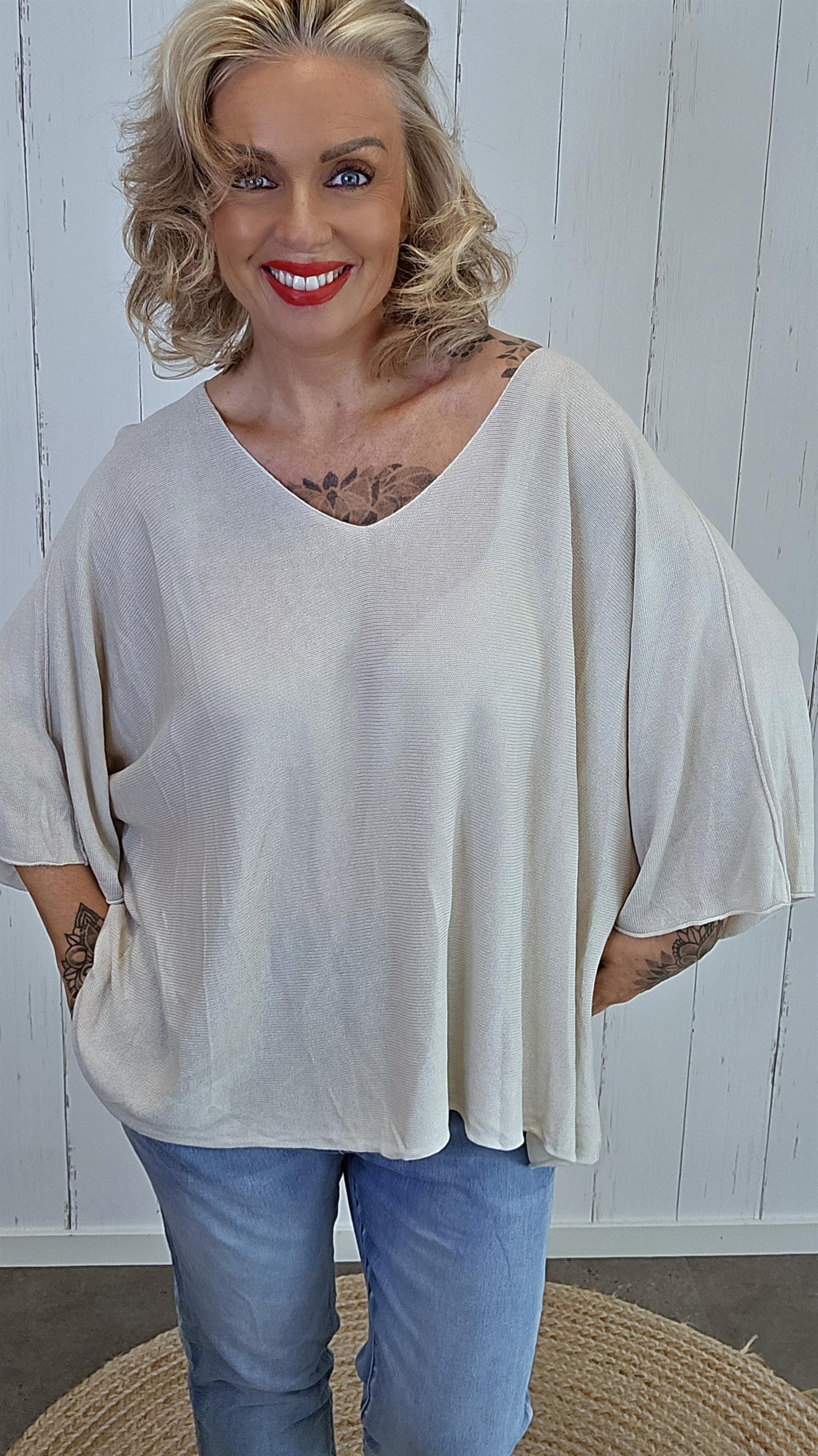 Leah genser topp beige