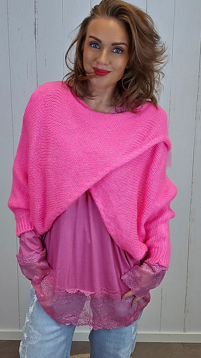Hanne strikket genser rosa