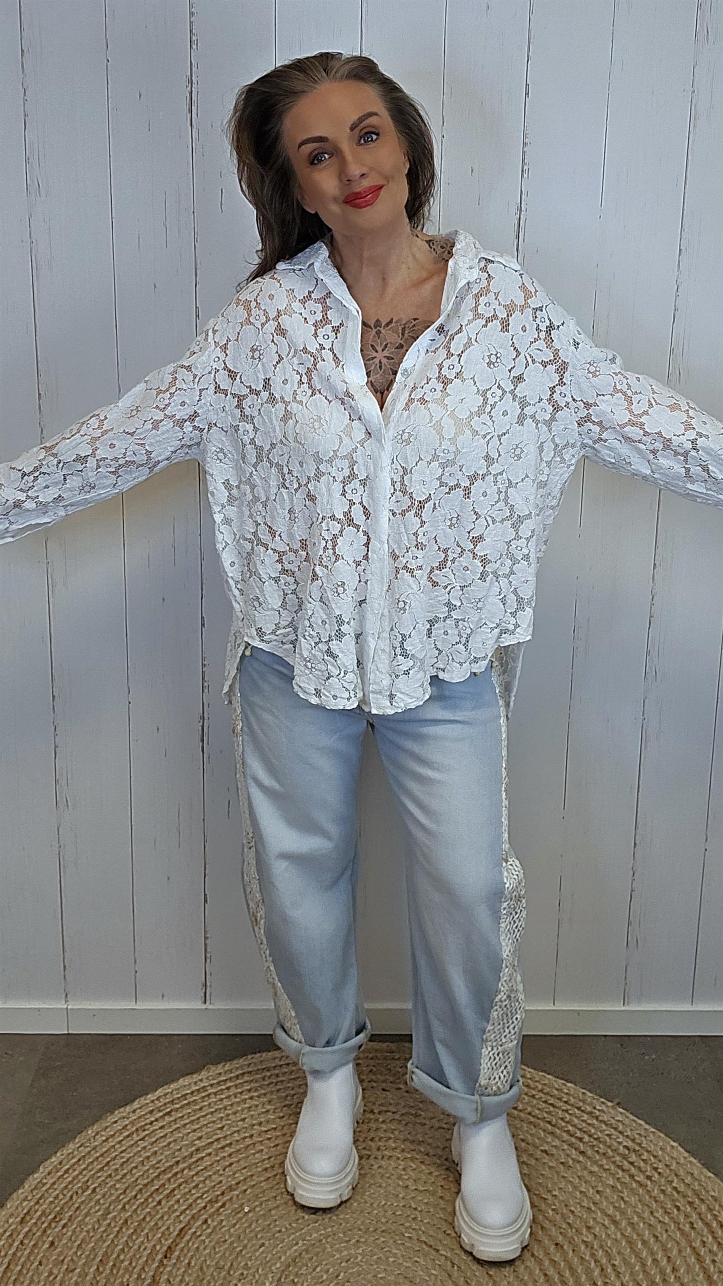 Alva blondeskjorte hvit