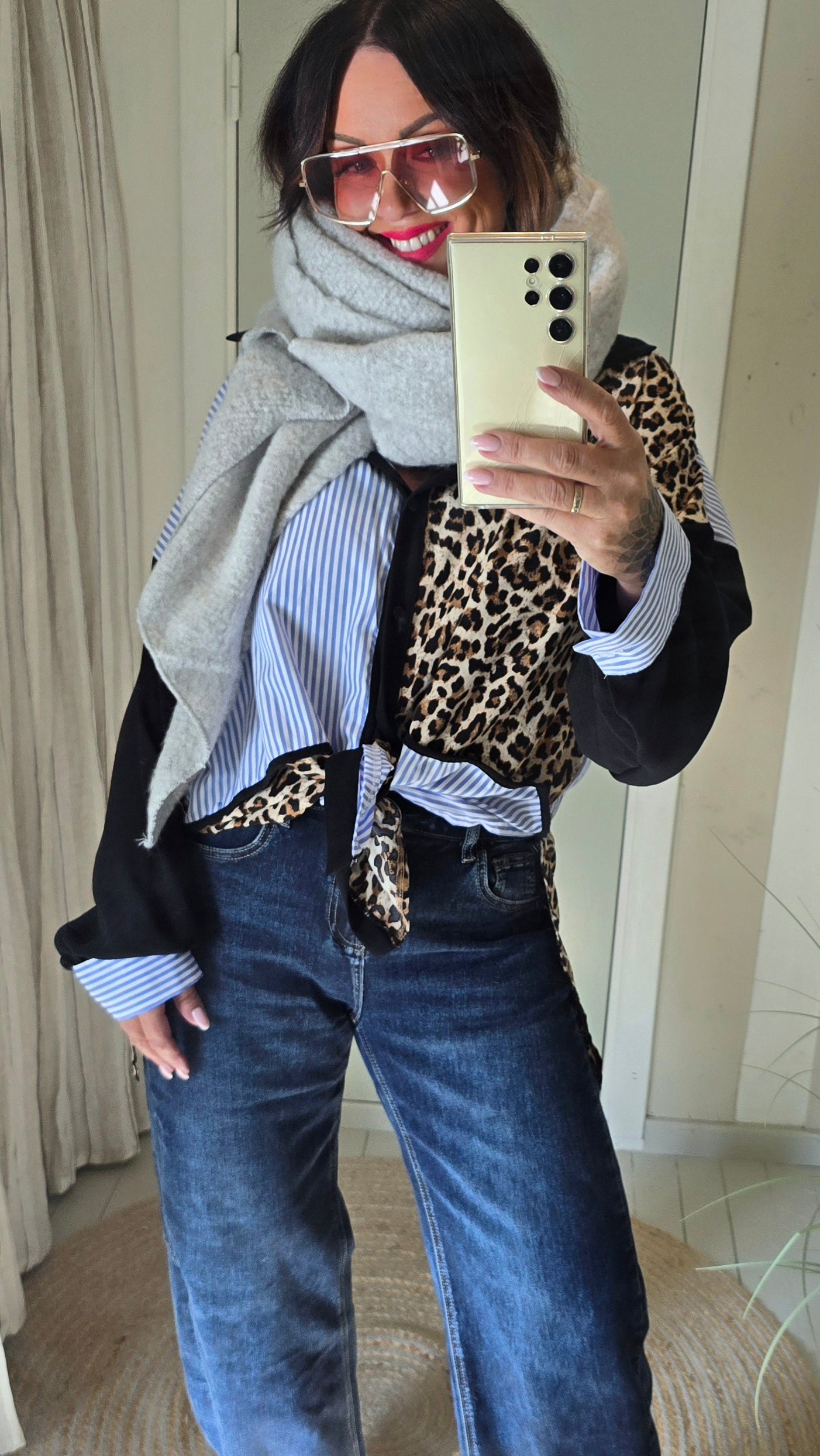 Noelle skjorte med leopard og striper