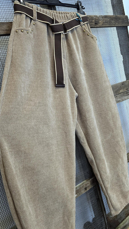 Zoe minikordbukse i barrel-modell beige