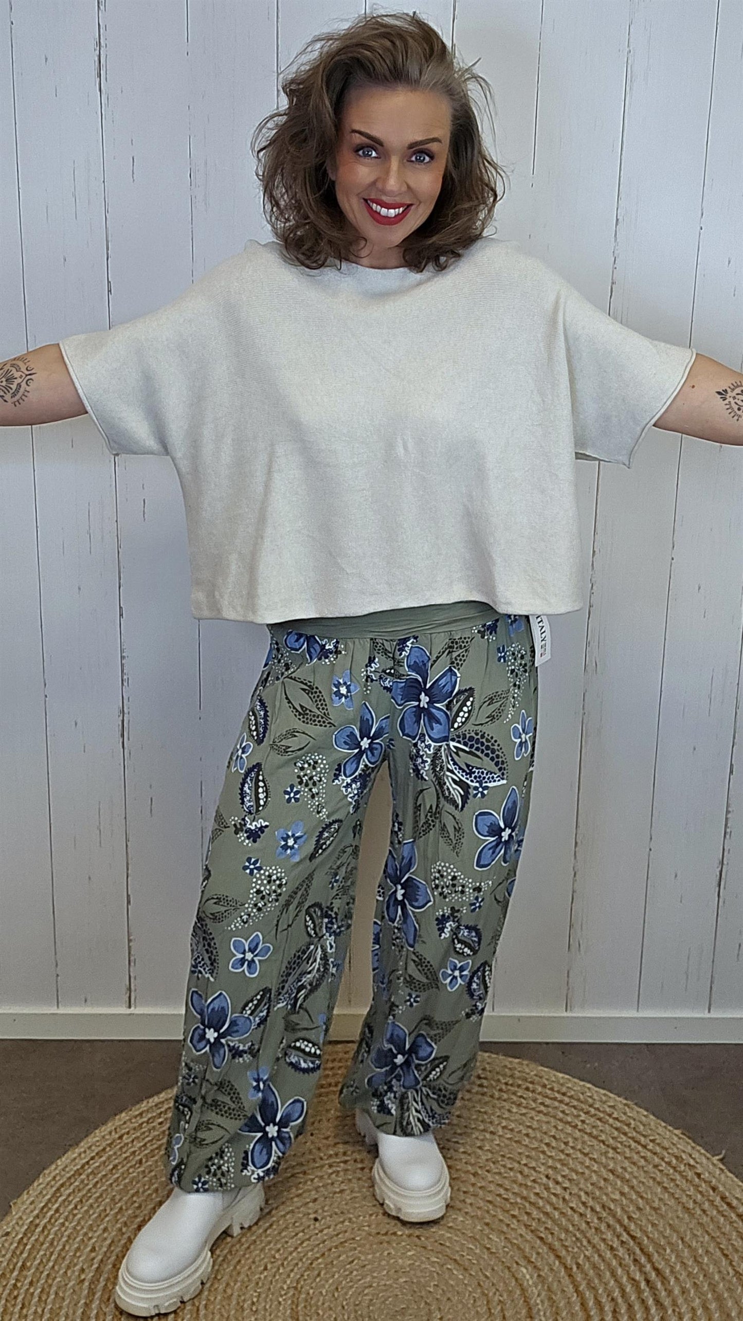 Henriette bukse med print kaki