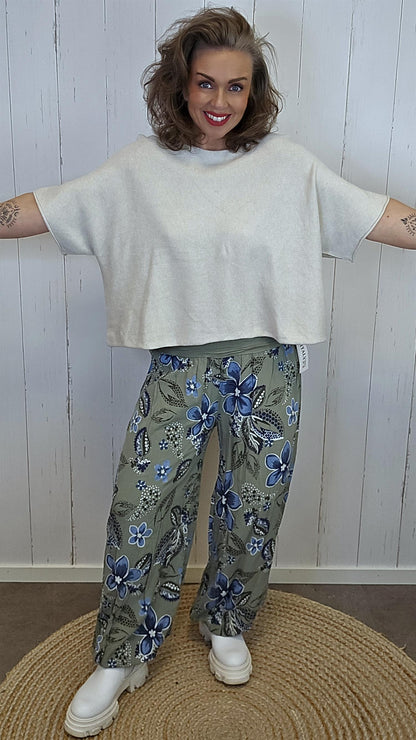 Henriette bukse med print kaki