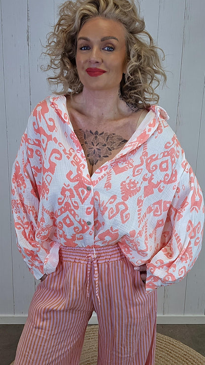 Hedda vaffelskjorte korall