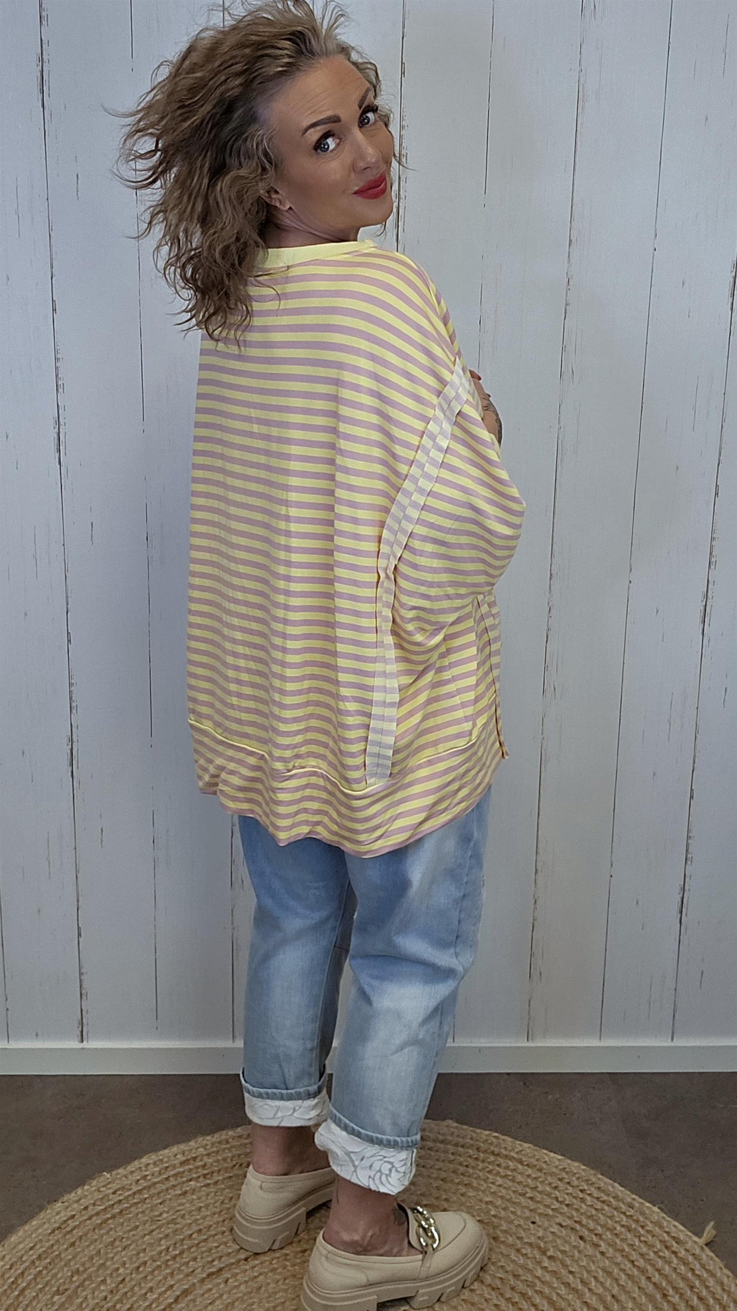 Sofie stripet topp gul