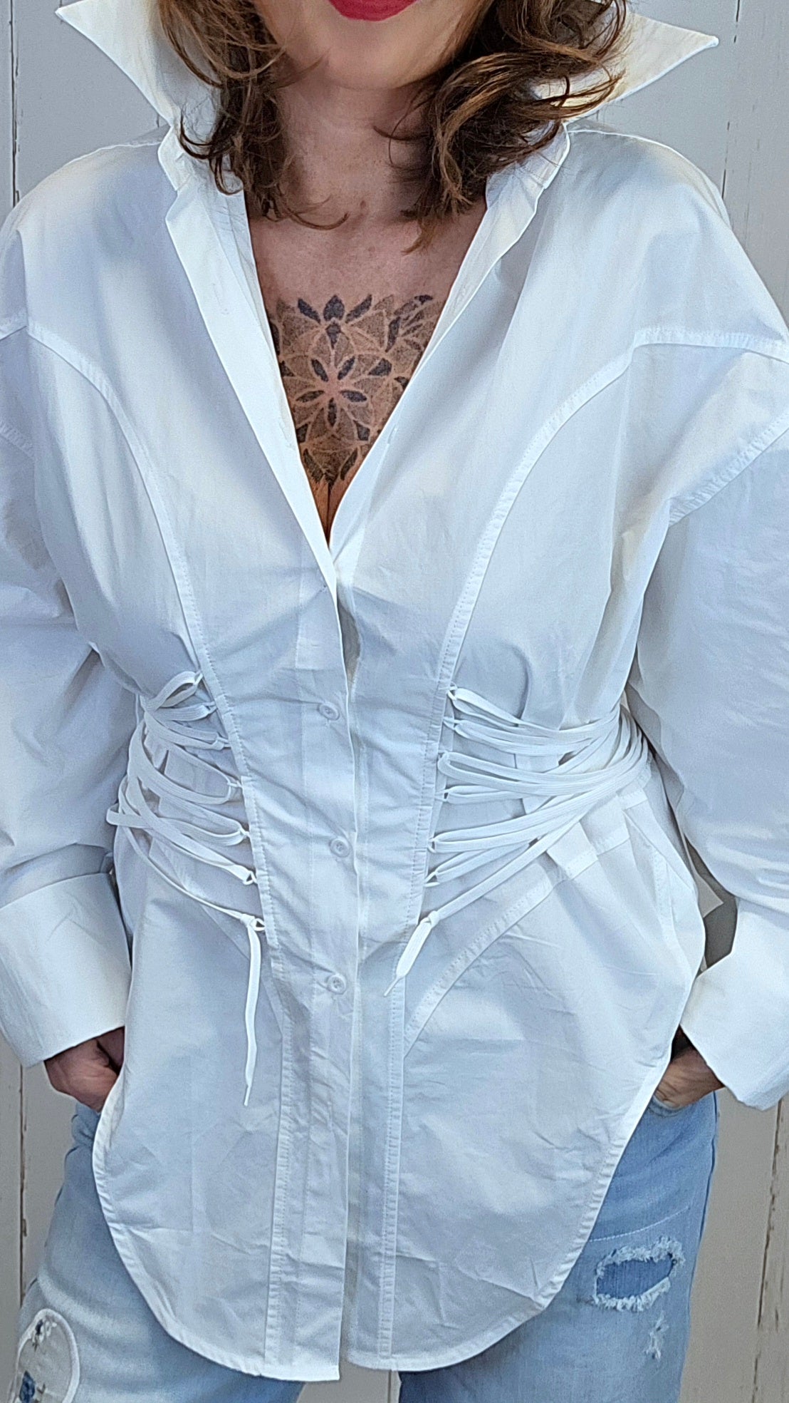 Alva korsettskjorte hvit