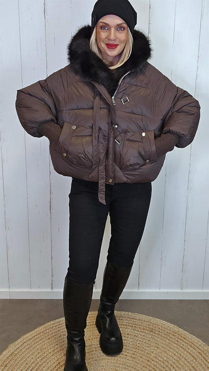 Talia oversized statementjakke brun