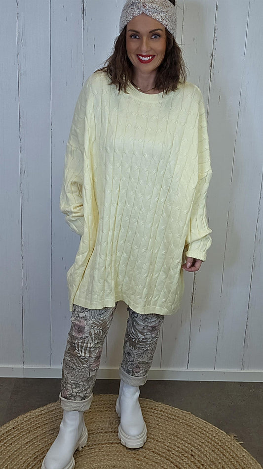 Emilie strikkegenser gul