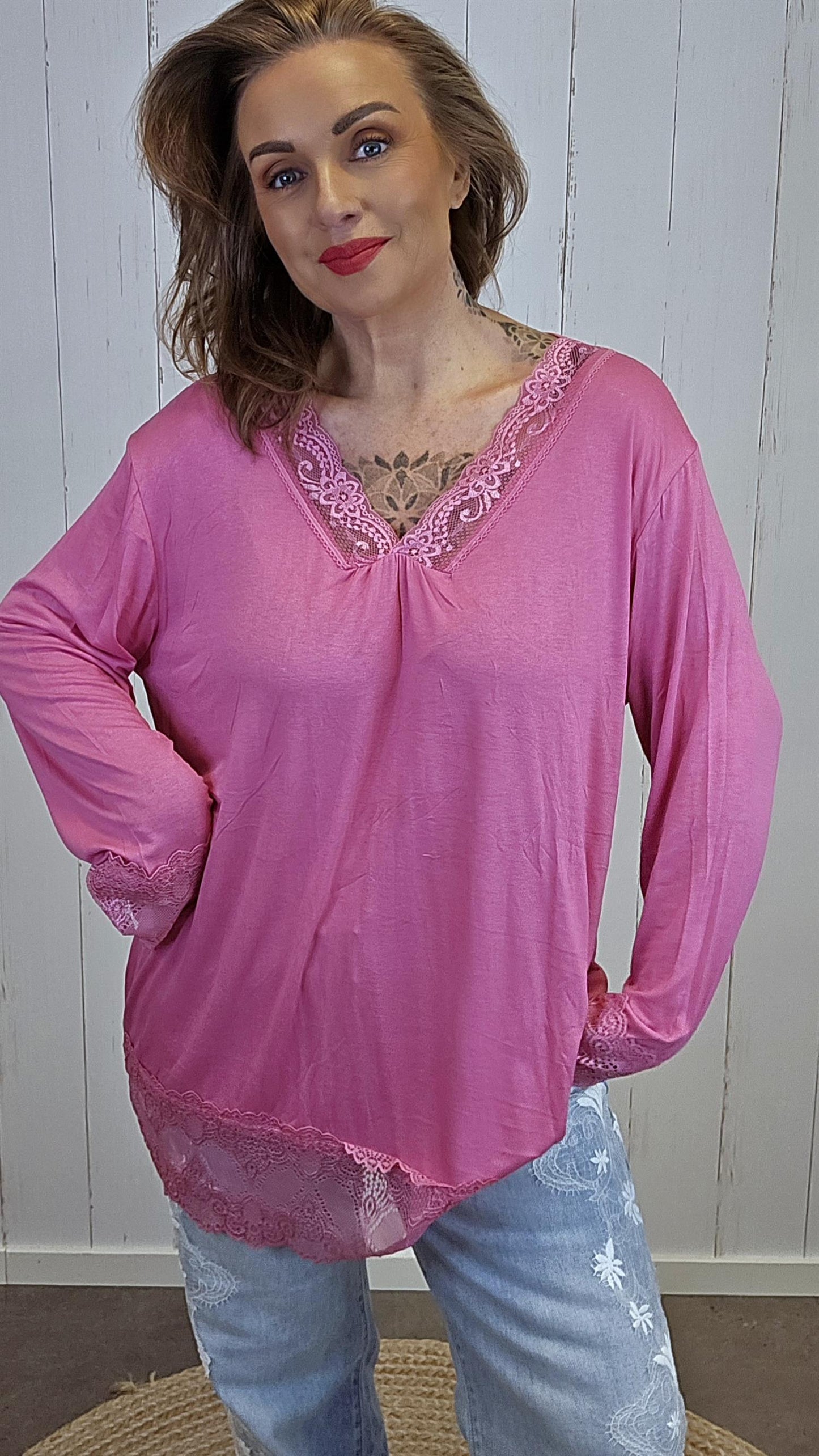 Frenchy topp mørk rosa