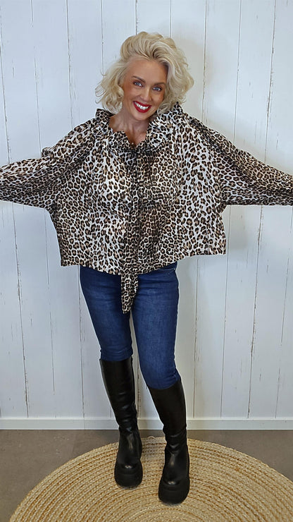 Gia leo bluse med sløyfe
