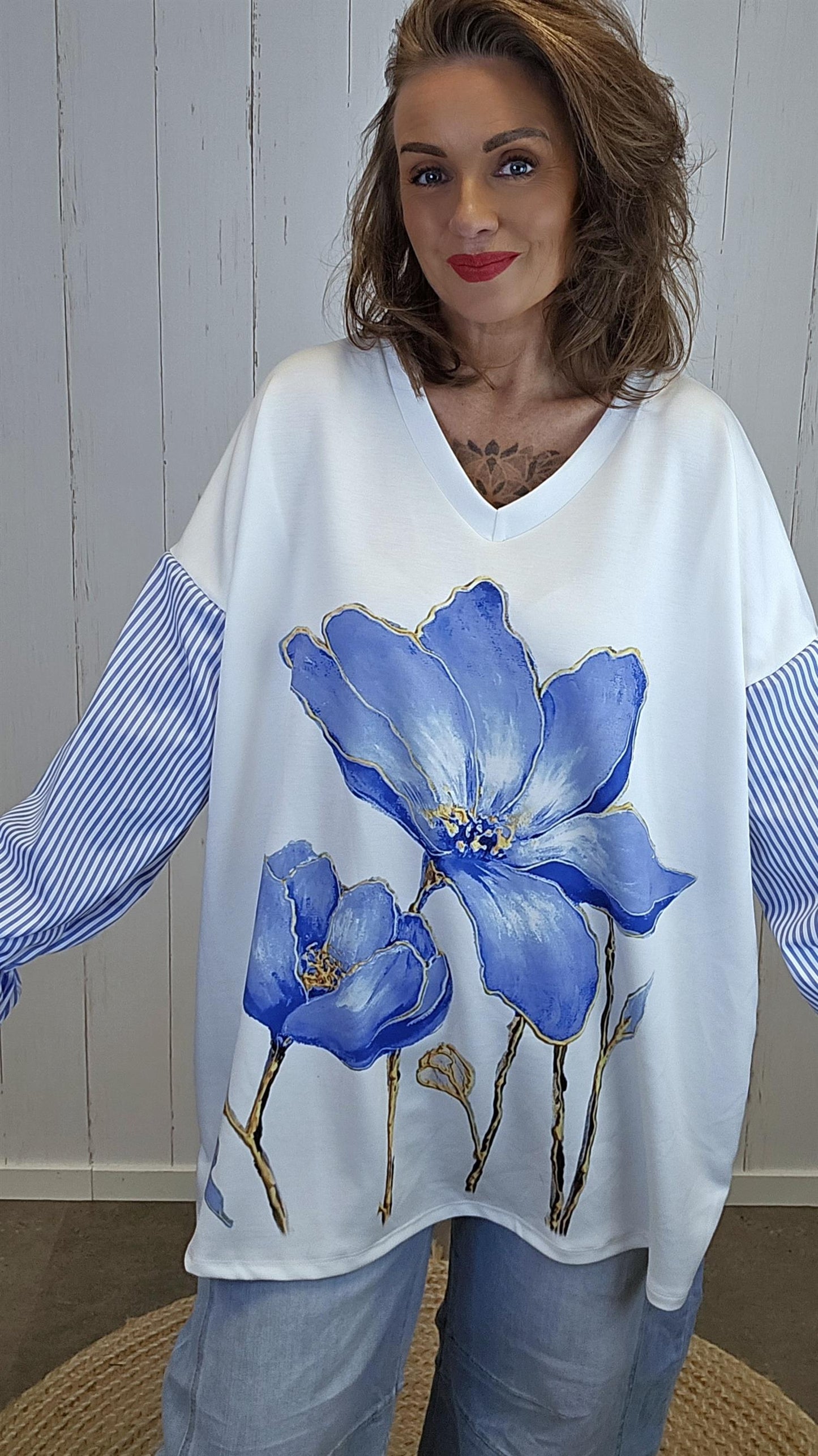 Sandra topp blå print