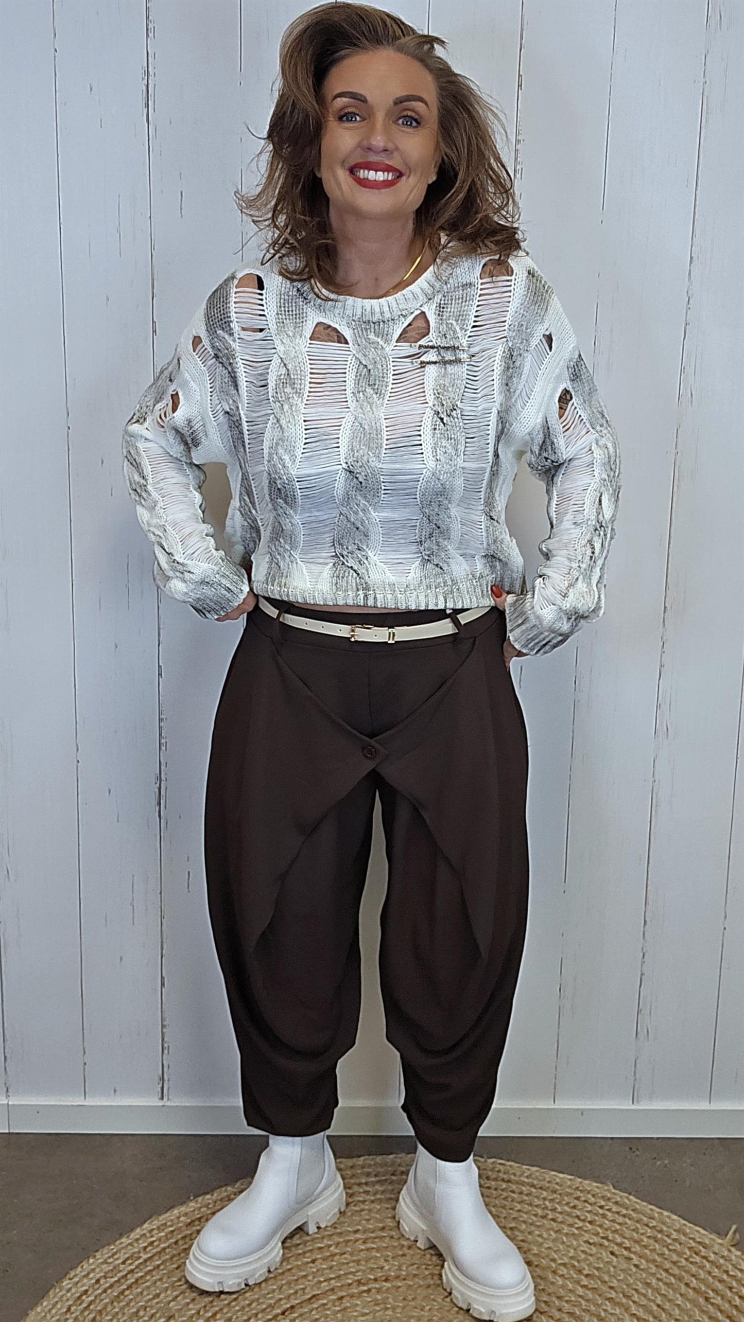 Sofie wrap bukse brun