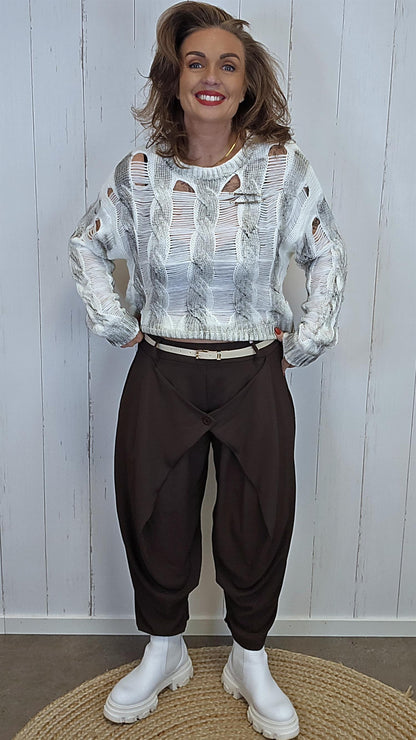 Sofie wrap bukse brun