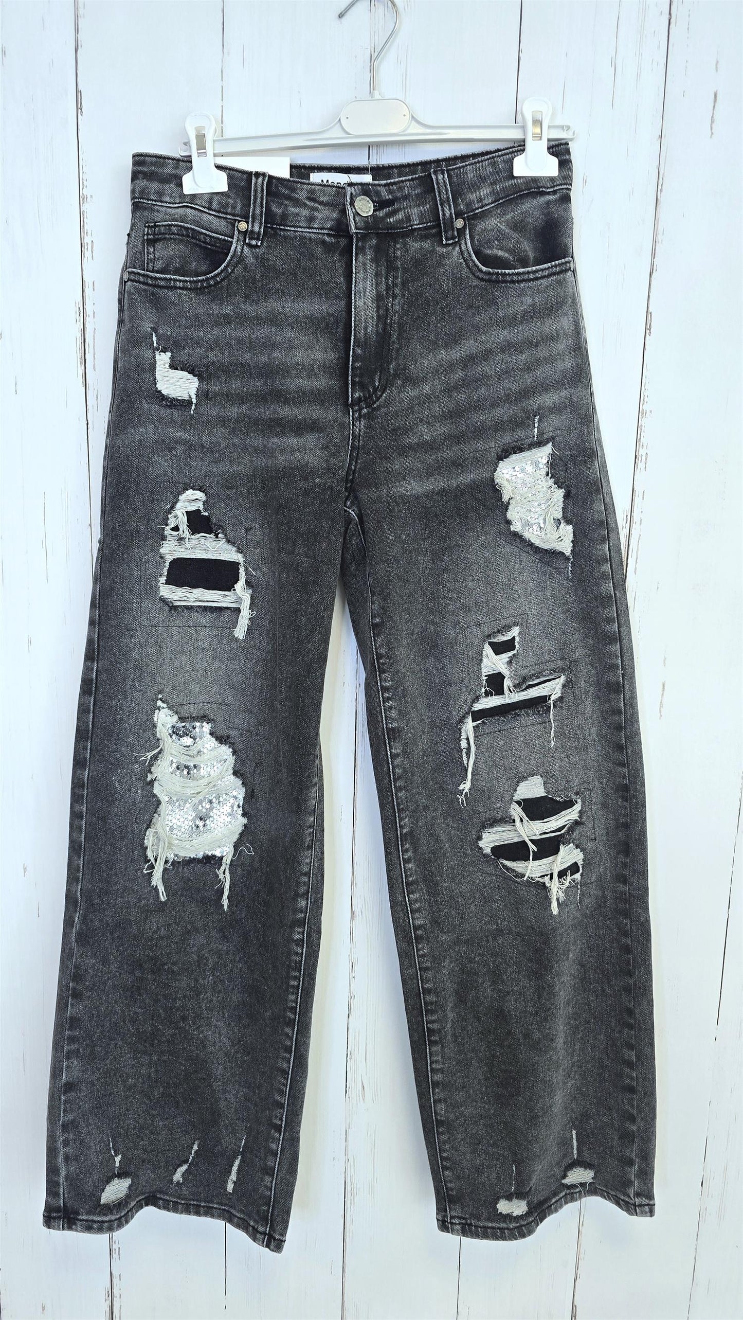 Clarissa Patches jeans gråsvart