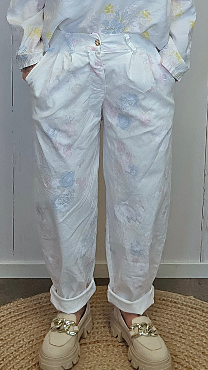Nora blomsterbukse offwhite