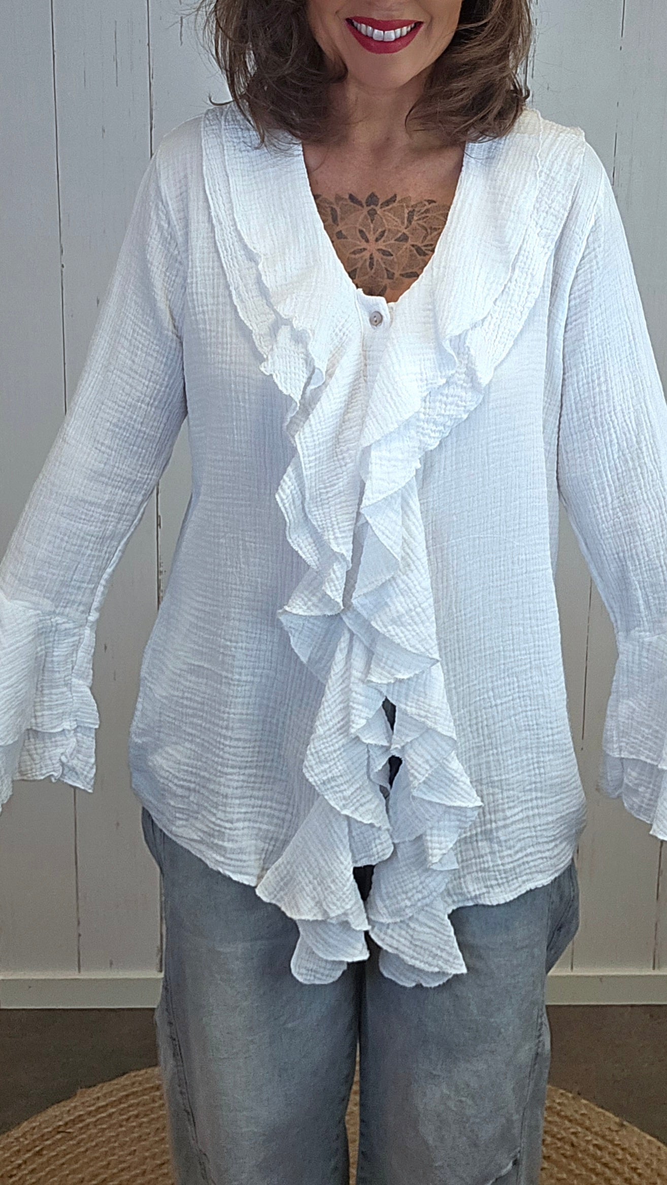 Jonna volang skjorte hvit