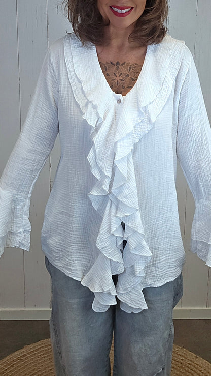 Jonna volang skjorte hvit