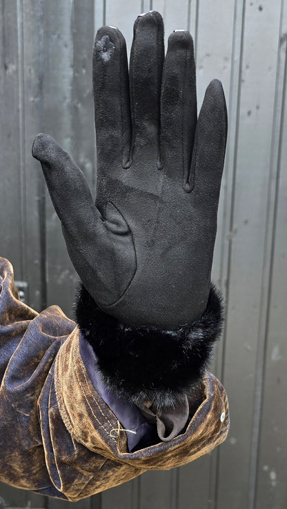 Luna hanske med pels svart