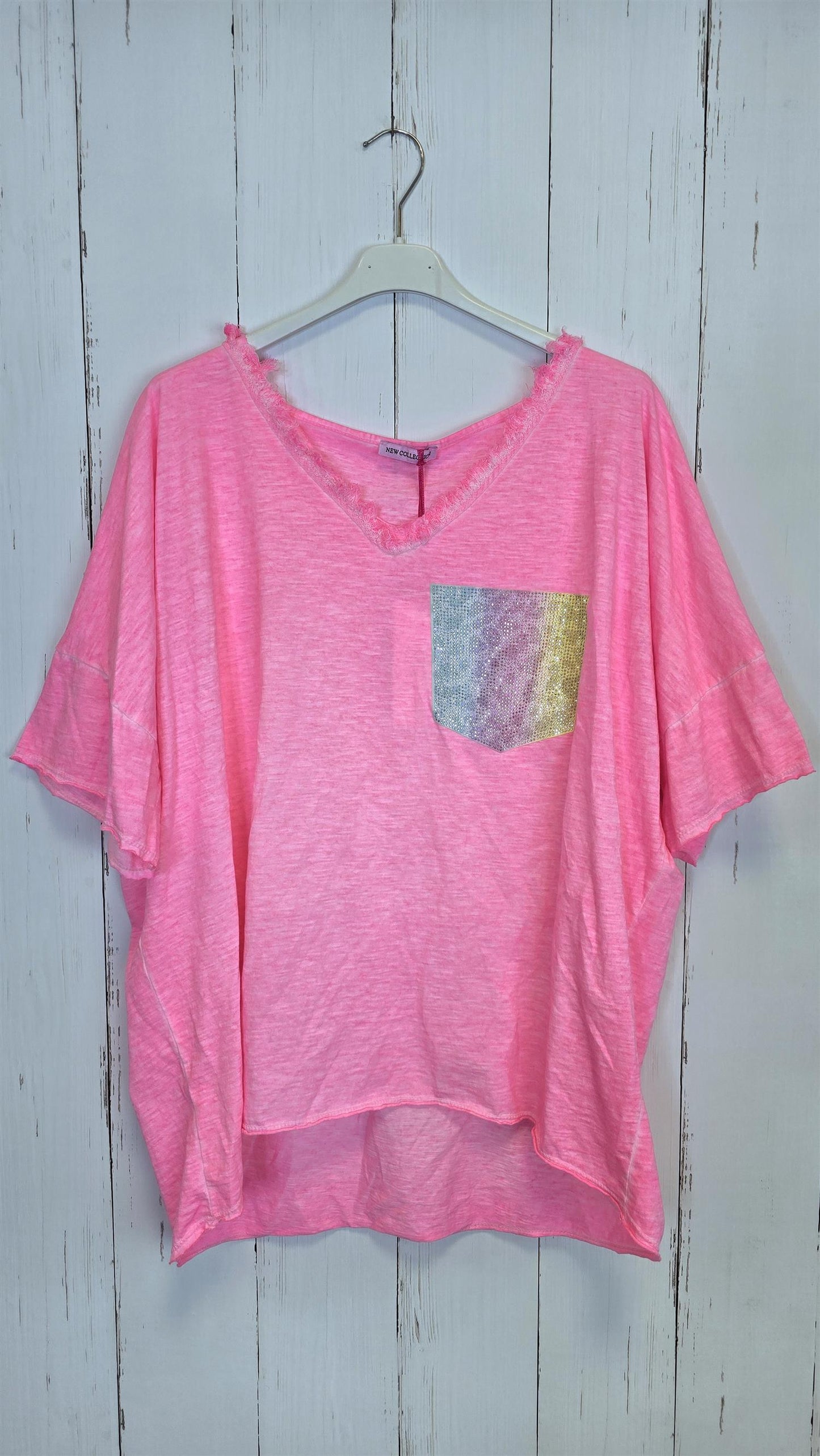 Carla shimmer topp rosa