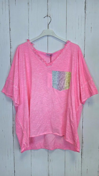 Carla shimmer topp rosa