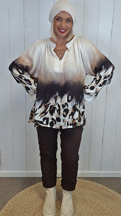 Leyla leo bluse svart