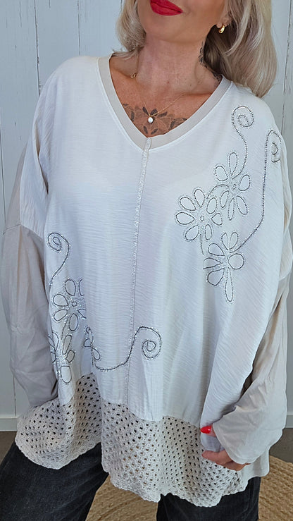 Giselle baggy topp beige