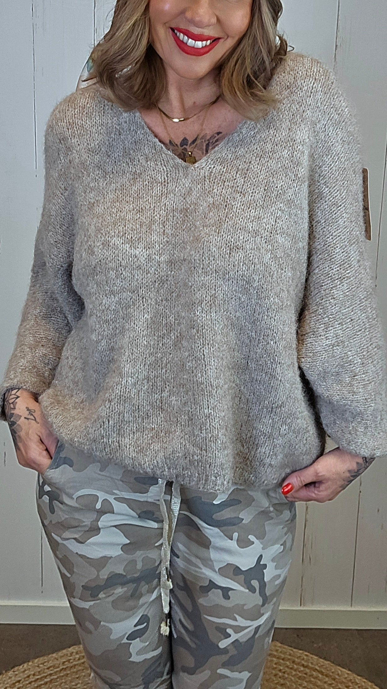 Anna genser taupe