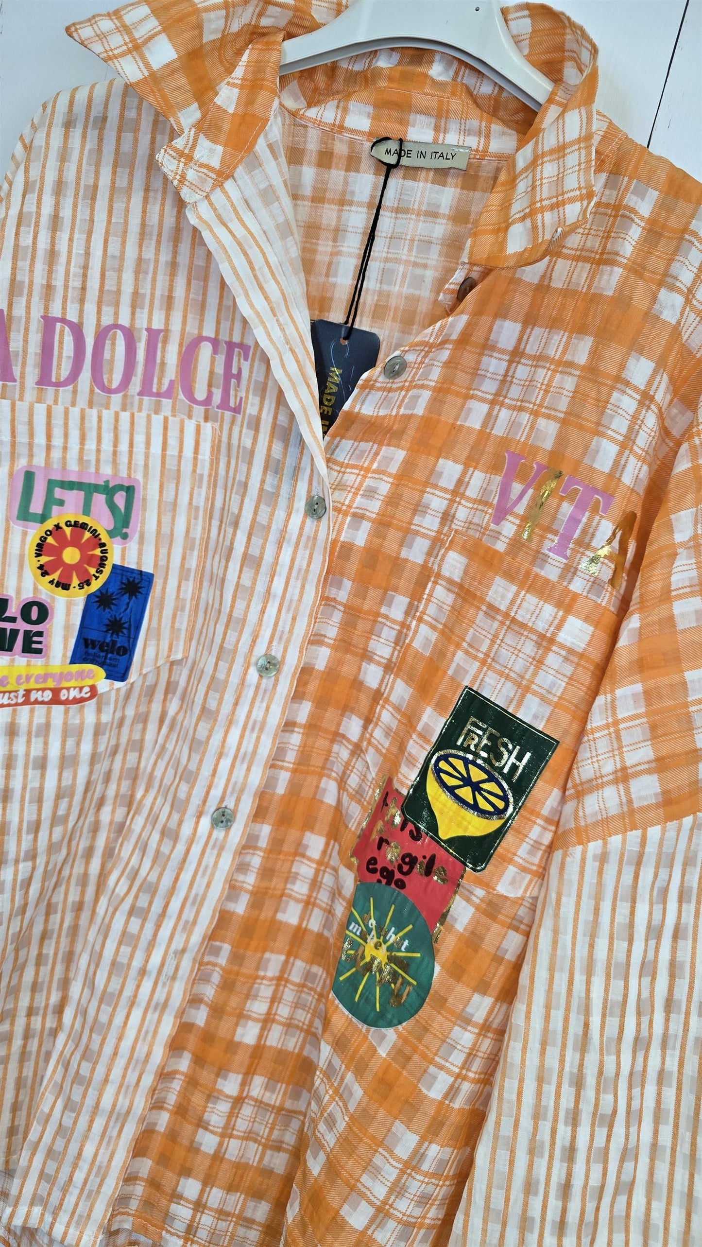 Hanna rutete skjorte orange