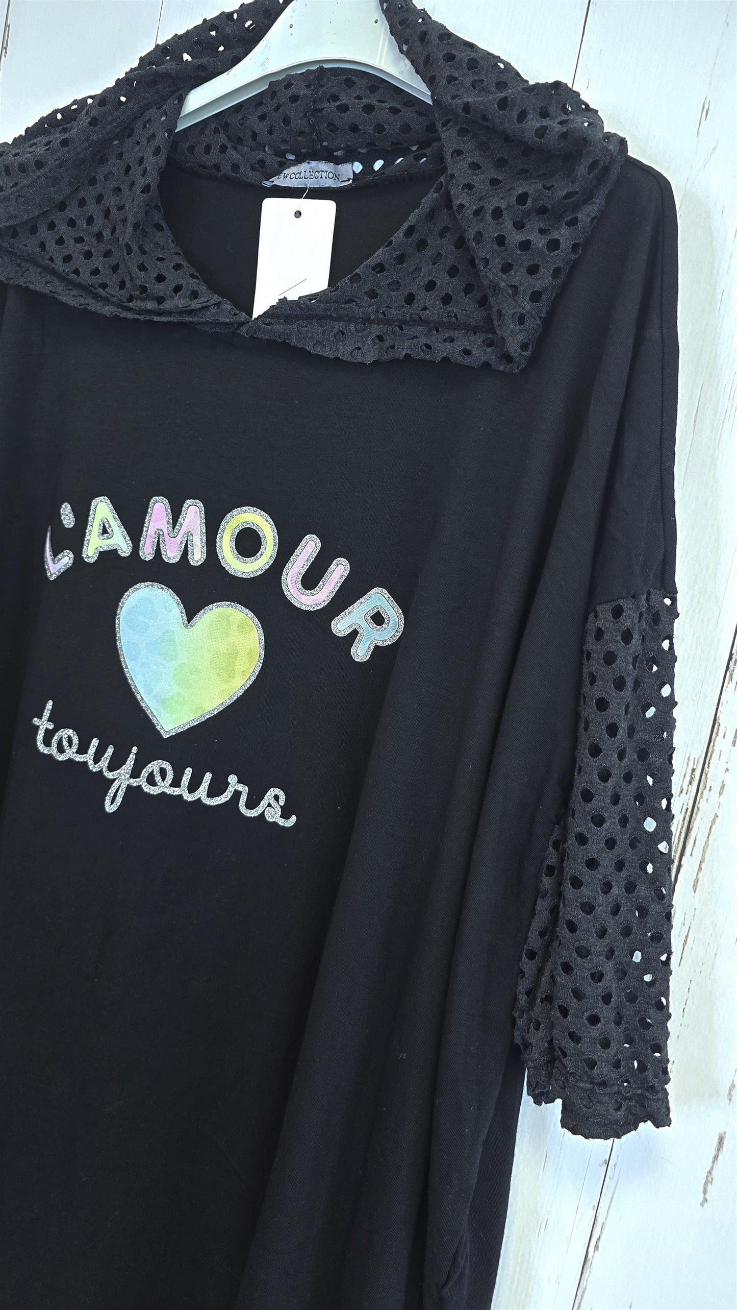 Amour Topp med Hette svart