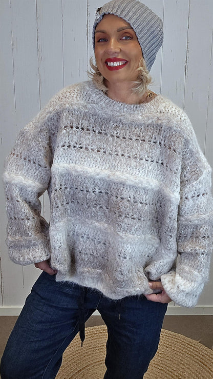 Eva melert strikkegenser beige