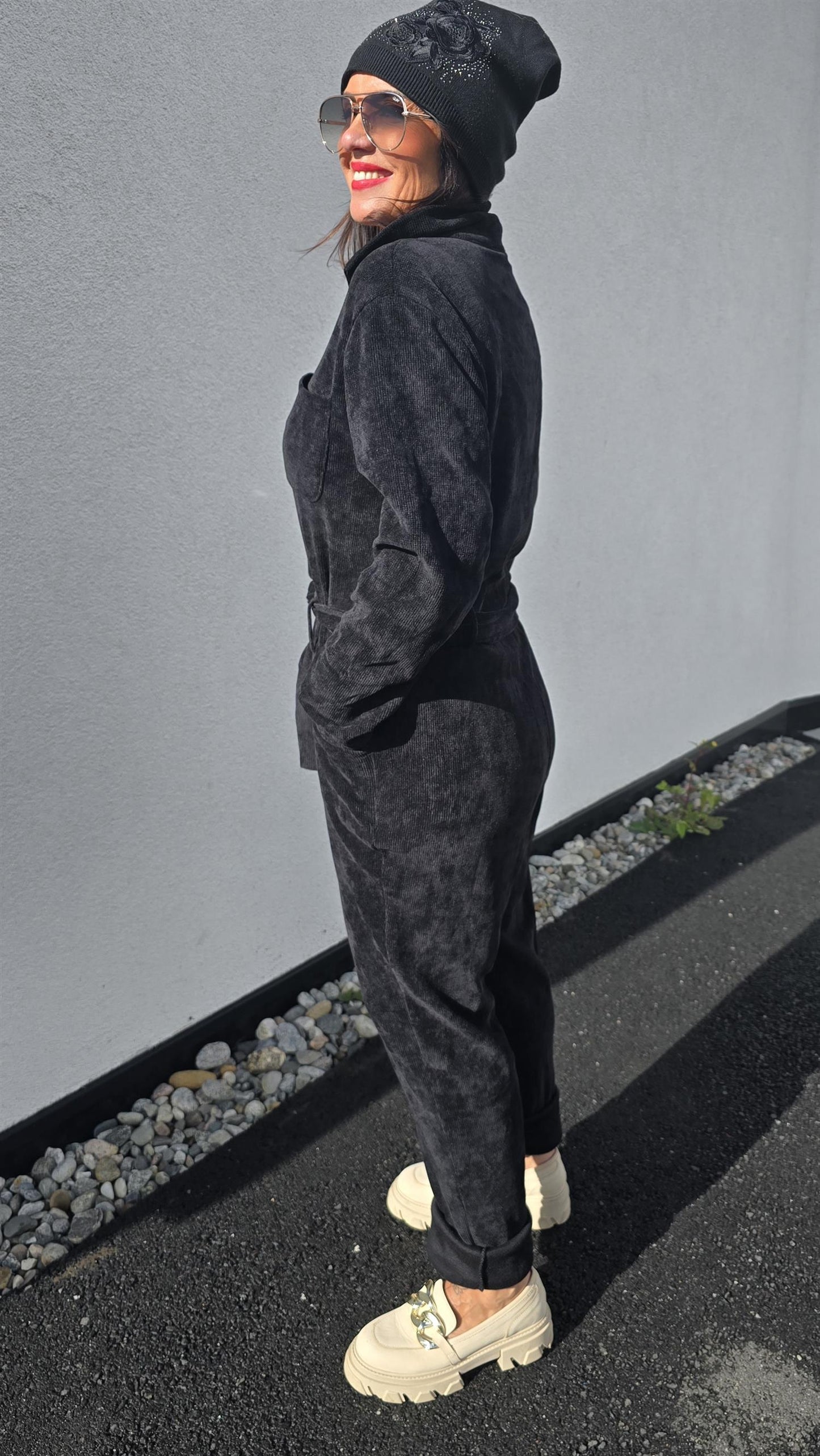 Minicord jumpsuite svart
