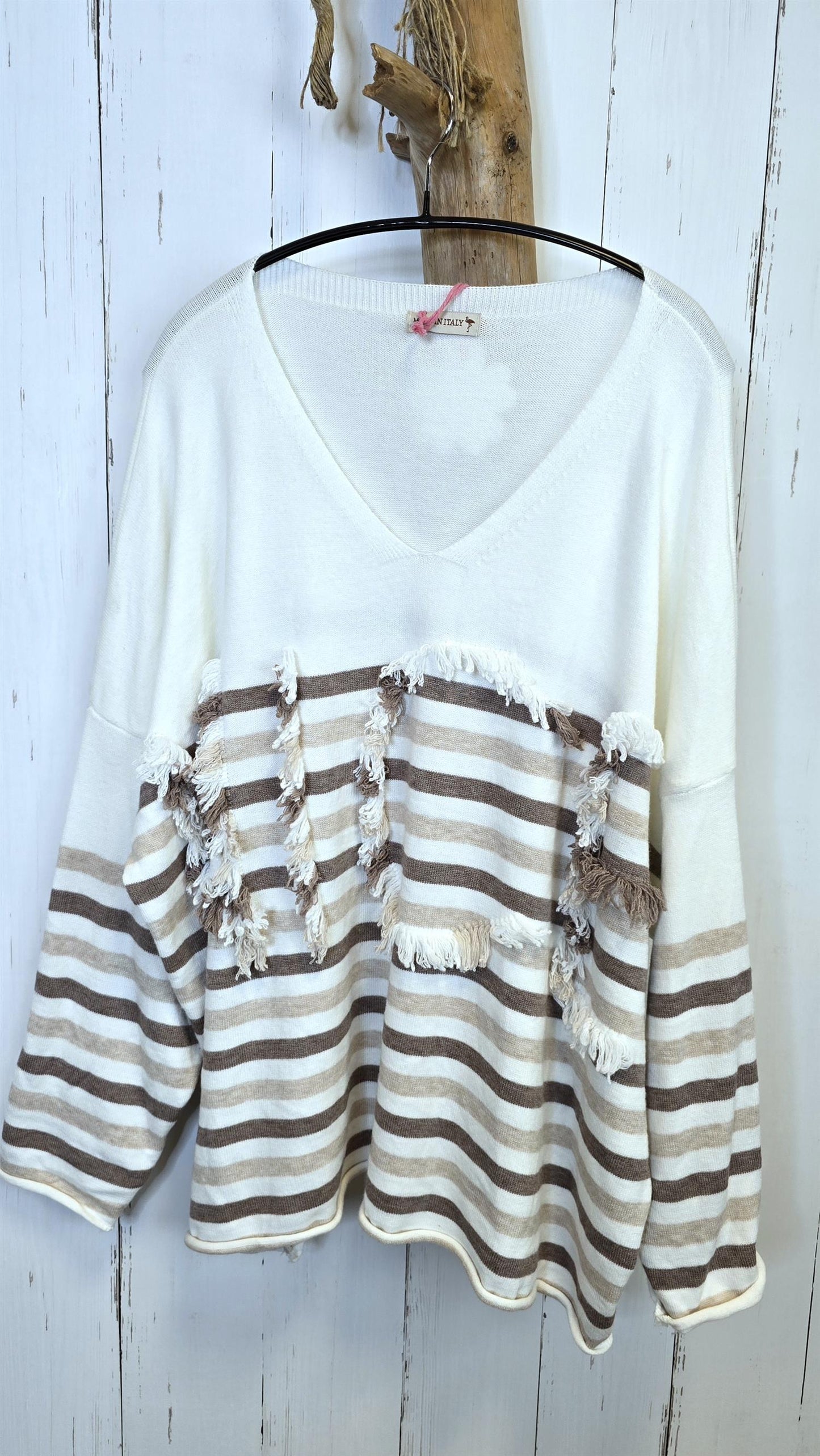 Amalie strikkegenser beige brun