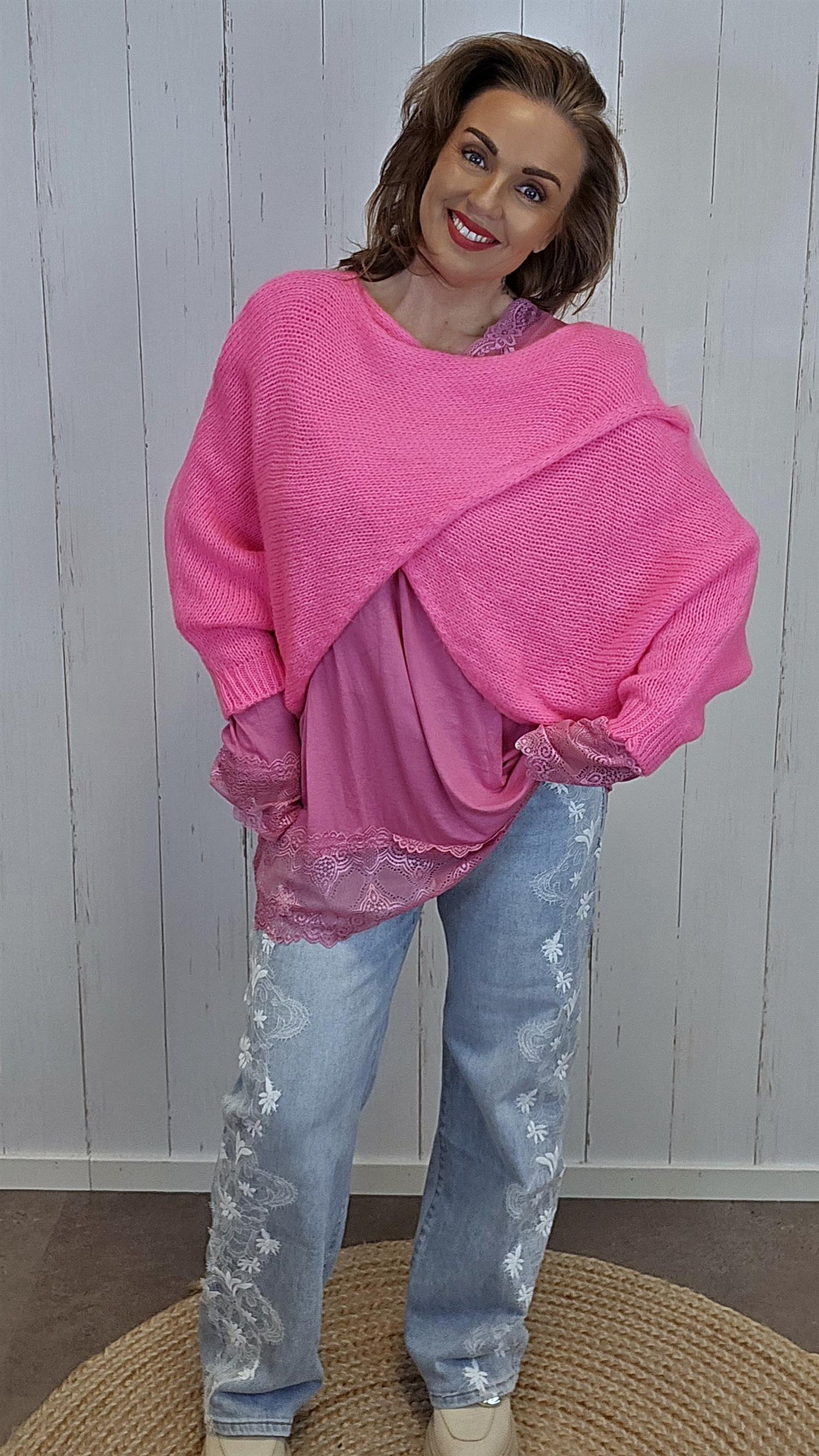 Hanne strikket genser rosa