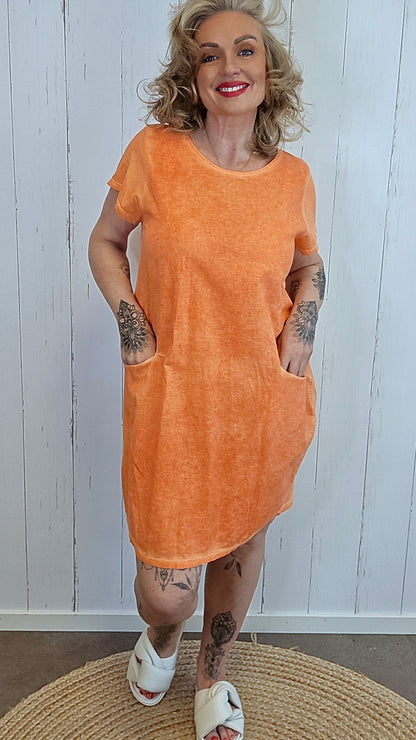 Beate bomullskjole orange