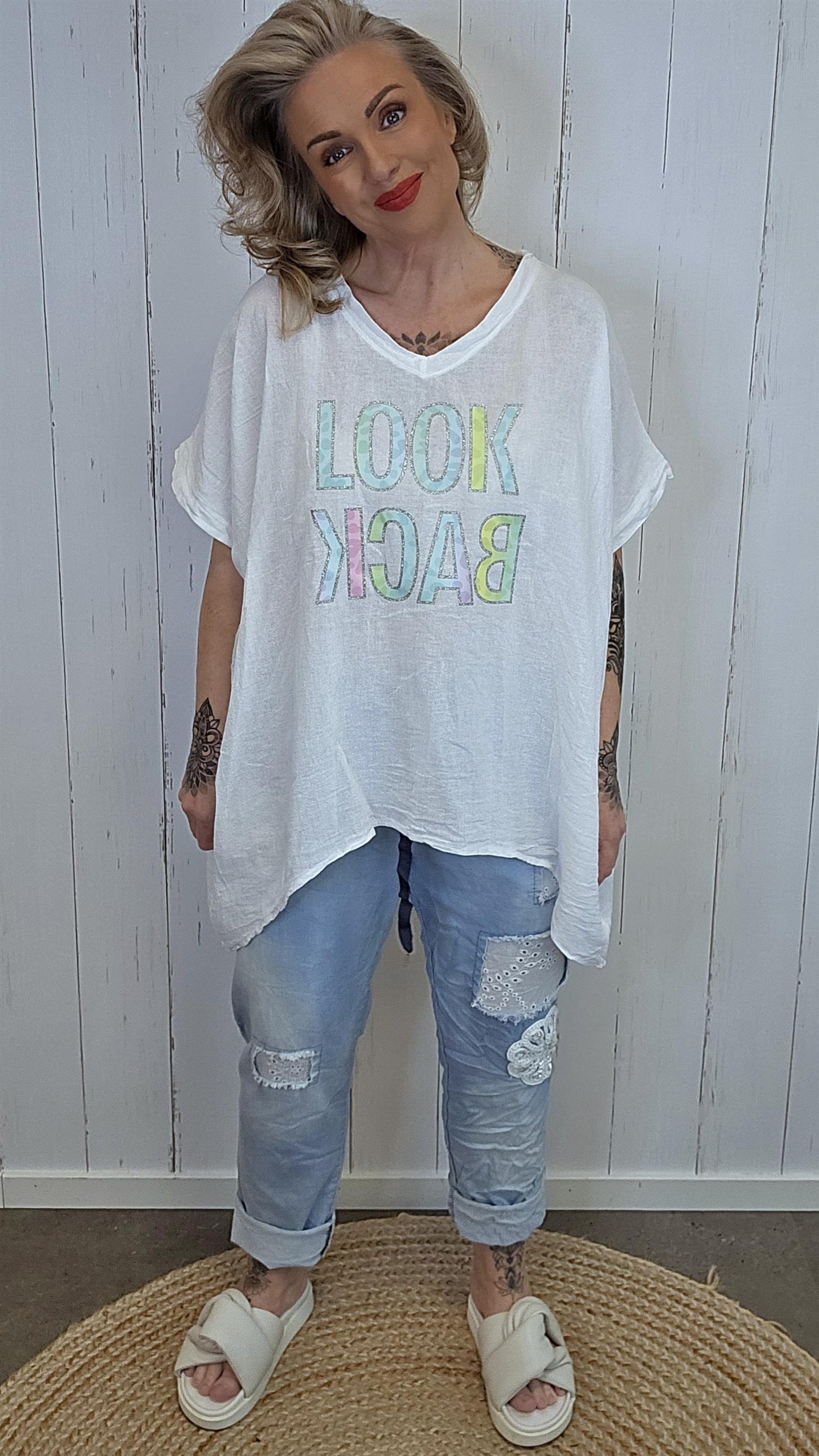 Bella Look Back topp hvit