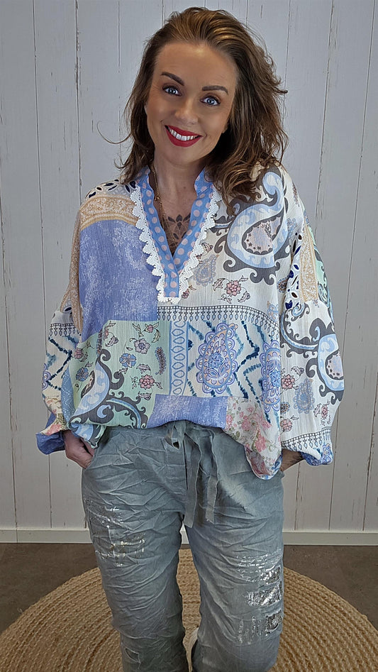 Alva patchwork bluse