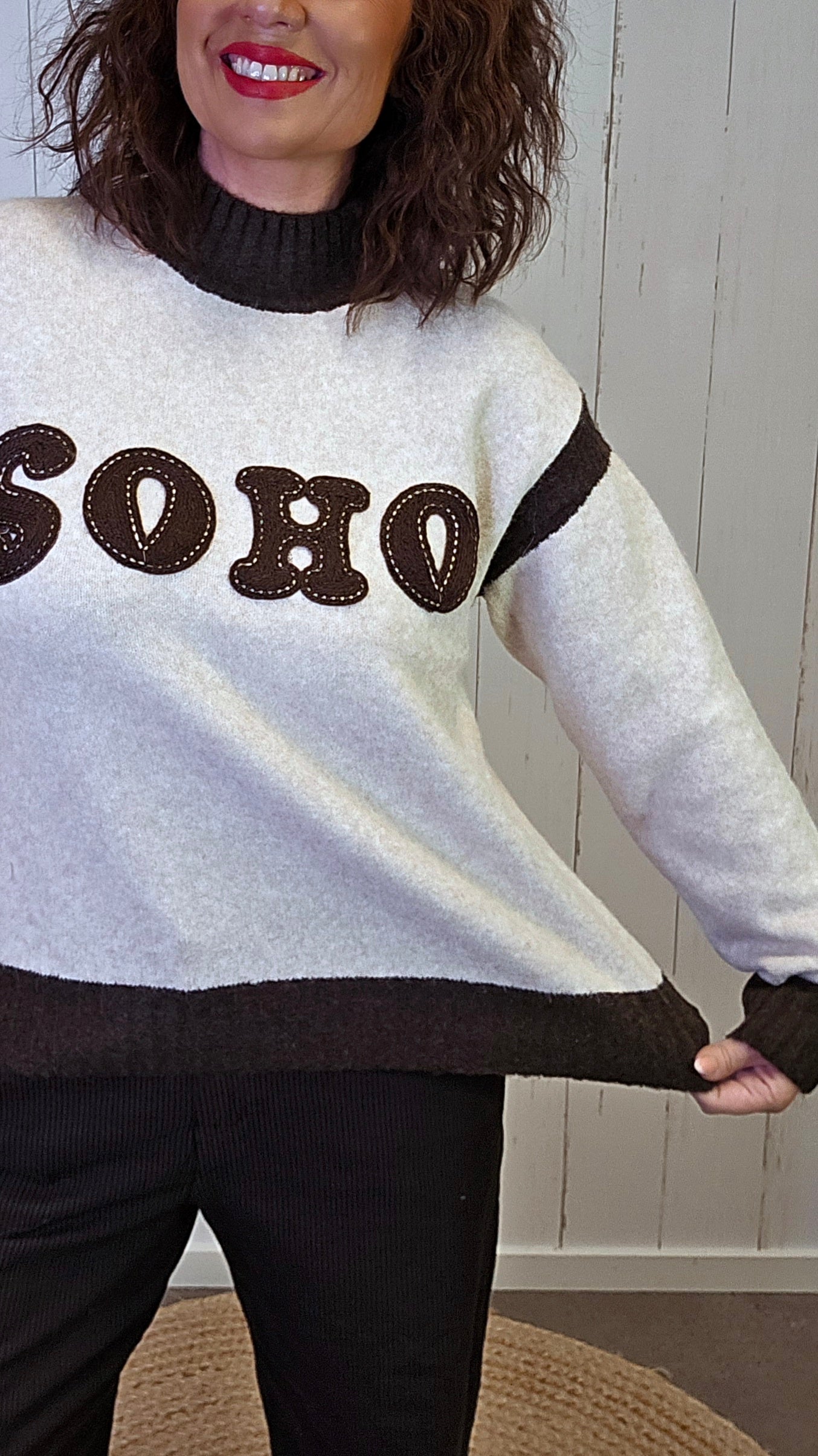 Anna genser beige/brun SOHO